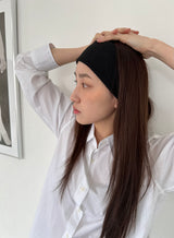 cotton rib hair band - black