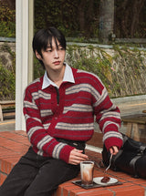 [wool21%] sway multi-stripe cardigan