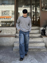 With crop stripe long-sleeve tee