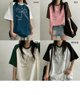 Ribbon Raglan Short Sleeve T-shirt