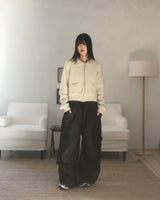 Duon Raglan pocket collar knit zip-up