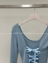 corset ribbon double-sided T-shirt