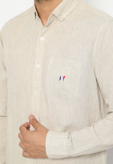 MON AKITA - Chiaki Men Long Sleeve Shirt Beige