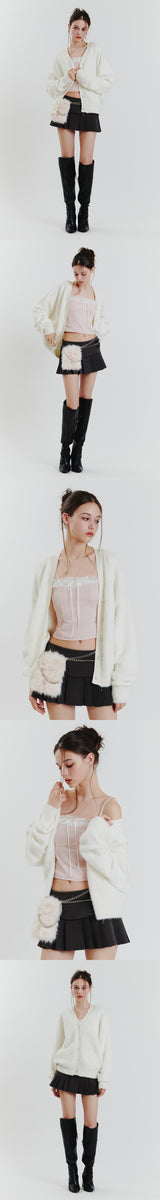 EVA FUR CARDIGAN white