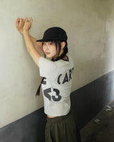 Necu ヴィンテージストライプレタリングプリント半袖Tシャツ