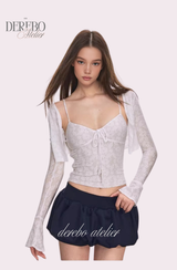 White Daisy flare cardigan two-piece(SET)