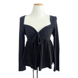 Rozy Babydoll Flare Ribbed Long Sleeve Tee