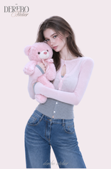 Rosy Moore Pink Gray Layered Tee