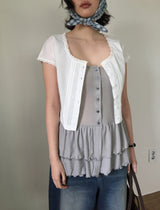 Nina lace pin tuck blouse (2color)