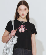 Ballet Shoes Ribbon T-shirt_Black