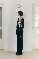 Sweet Dreams Lace Flare Pants (Black)