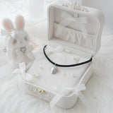 [Aespa Winter Necklace] Vintage Heart Locket Choker Necklace - Silver ver.