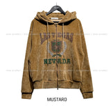 Nevada velvet two-way oversized hooded zip-up