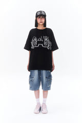 KIRSH X SUNONEBIRD ビッグオーバーサイズアイTシャツ - ブラック