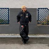 wide non-faded denim pants