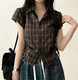 Motsu Check Side String Short Sleeve Shirt