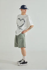 PATCH POINT NYLON CARGO HALF PANTS - KHAKI
