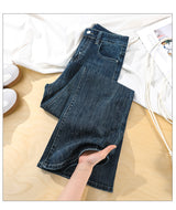 Dark Star Rhinestone Micro Flare Jeans – High Waist Relaxed Fit Wide Denim