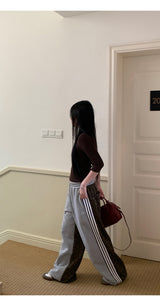 Leopard line casual bendable pants