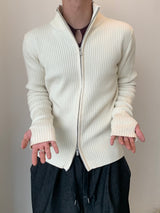 Rib Line Muscle Fit Zip-Up Knit
