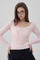 Amelie Lace layered top, Pink