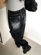 Tapim back printing wide denim pants