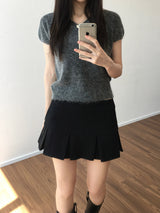 V-neck short-sleeved knitwear (3 colors)