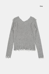 Linda wool damage V-neck knit