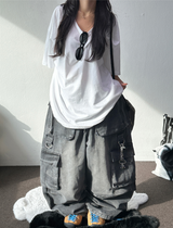 D-RING ZIPPER CARGO BALLOON PARACHUTE LONG PANTS🪽🩵🖤 - 2 COLORS