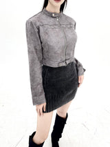 1059. Star stud suede crop jk (2color)