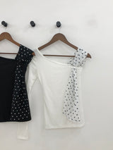 Dot Scarf Off-Shoulder T