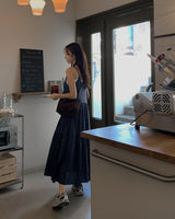 Sandy Checkered Long Dress & Hair Strap Set