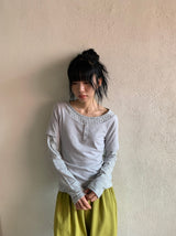 ニックス レイヤード ボタン ストライプ ロングスリーブ Tシャツ