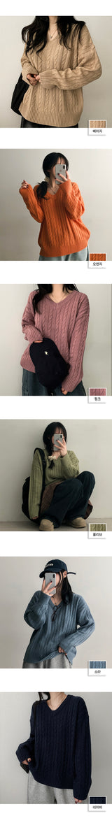 Tied V-neck twisted knitwear