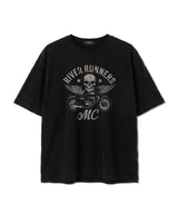 Men’s Cotton Short-Sleeve Cropped T-Shirt Motorcycle Black