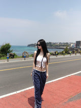 Lace Ribbon Cropped Sleeveless
