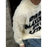 [Unisex] ヘビーアンゴラレタリングニット(2color)