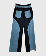 BICOLOR FRAY STRAIGHT PANTS