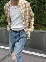 [S/S] ルーズフィットチェックシャツ(3color)