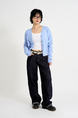 Non-fade slub low denim pants