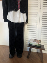 シャイニングベルベットブラックバンディングロングトレーニングパンツ (Black)