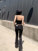 Black Rail Pinstripe Bootcut Long Pants (Black)