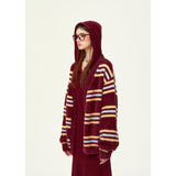 [Girly Fancy Club] Retro striped knitted cardigan loose lazy style sweater jacket