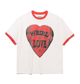 ハートグラフィックリンガーTシャツ（赤