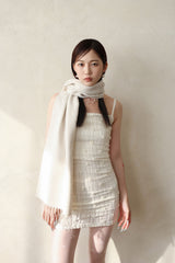 百合 Oriental paisley muffler (White)