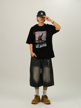 RT Side Pintuck Denim Bermuda Pants 