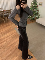 DENY 2-BUtton Fade Wash Hidden Band Bootcut Long Pants 