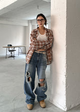 Bohemian Damage Wide Denim Pants