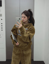[Mink Brushed] Trust Velvet Corduroy Crop Hood