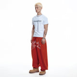 レタリングバルーンスウェットパンツ - RED